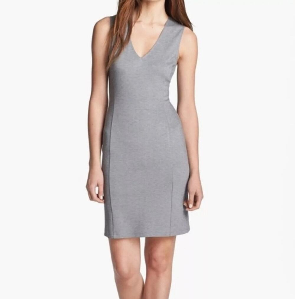 Theory Adoxa pencil dress sleeveless v-neck gray size 6